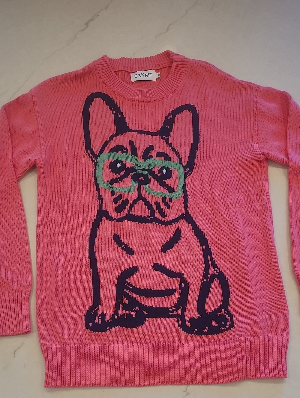 OXKNIT PinK French Bulldog Sweater